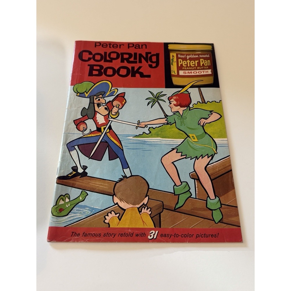 Peter Pan Coloring Book 31 Pictures 1963 Vintage Clean